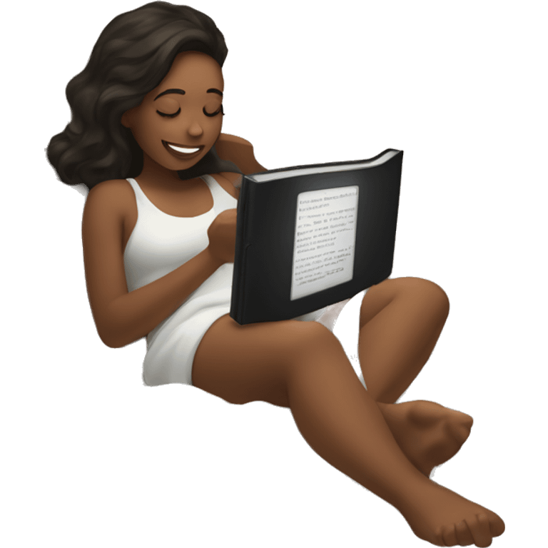 Girl in bed with kindle emoji