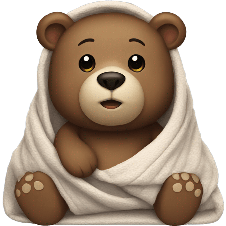 bear cozy in blanket emoji