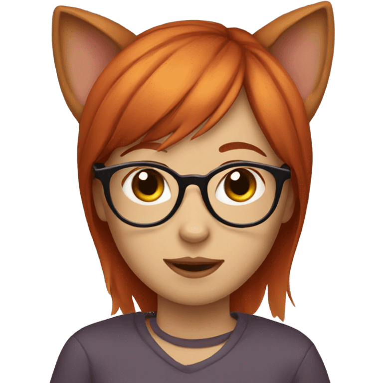 girl with glasses red hair dog faace and cat ears emoji