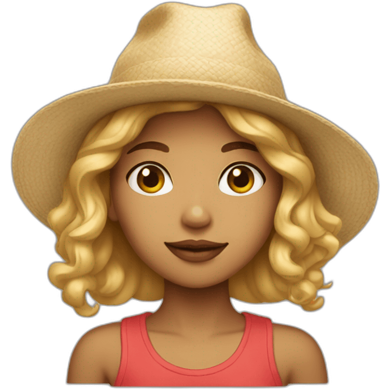 Light skin girl with hat emoji