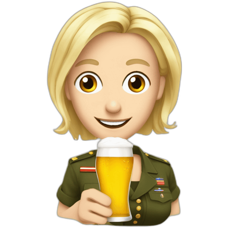 Marine lepen avec une bière emoji