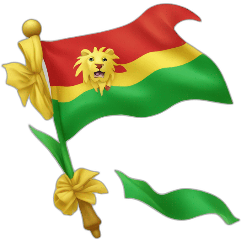 Green yewllow and red flag with lion of judah at the center emoji