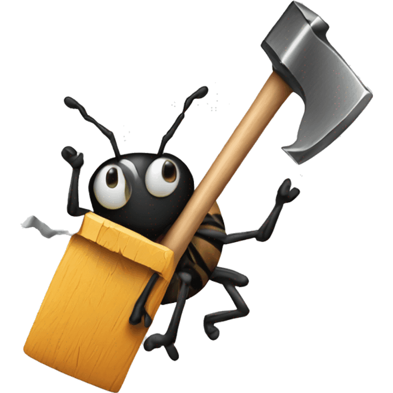 An bug getting smashed wit a hammer emoji