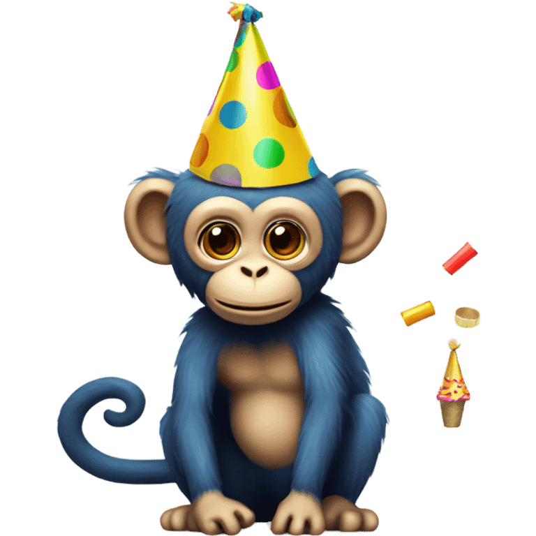 Party monkey with a party hat and a party popper emoji