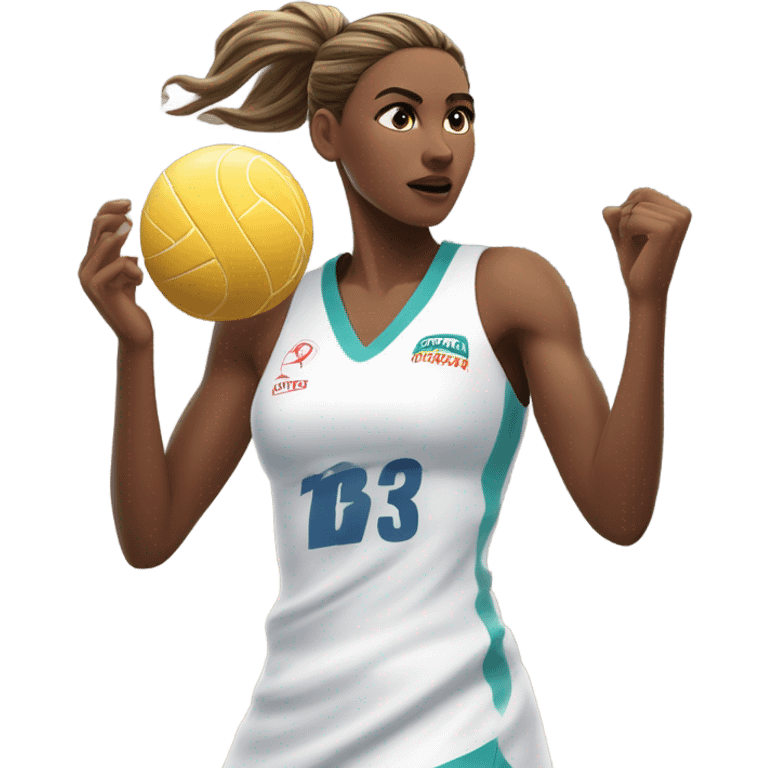 Create a netballer shooting a goal emoji