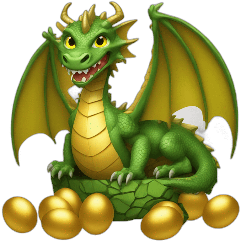 Dragon sitting on golden eggs emoji