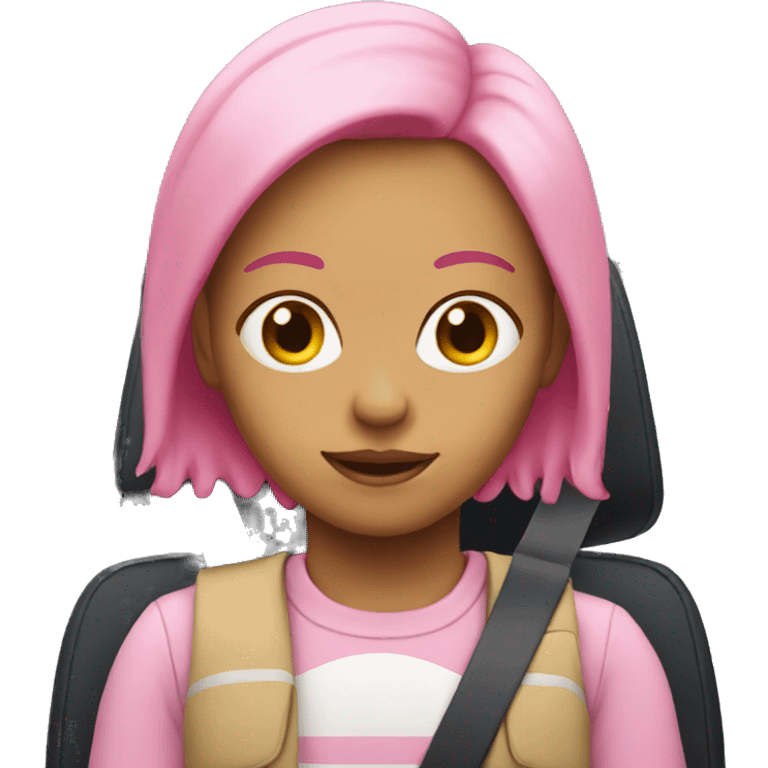 Girl with pink hair driving emoji