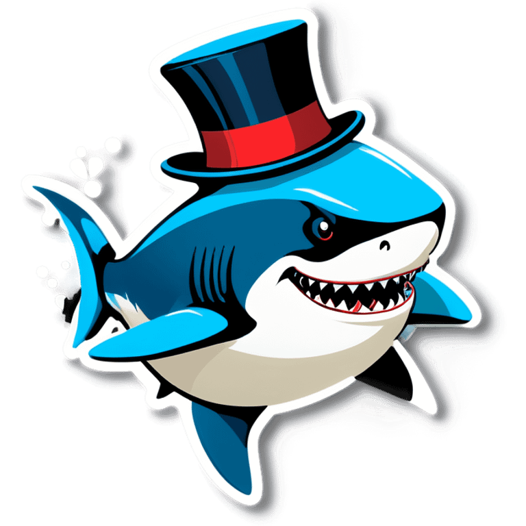 Shark with a top hat emoji