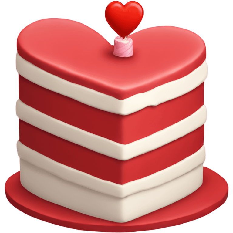 Red heart shaped birthday cake  emoji