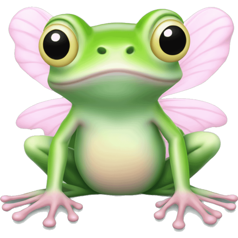 Light green Fairy frog with light pink wings emoji