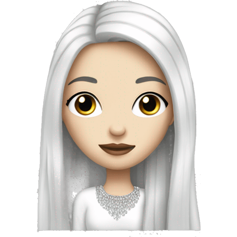 pale girl with long black hair luxury bling emoji