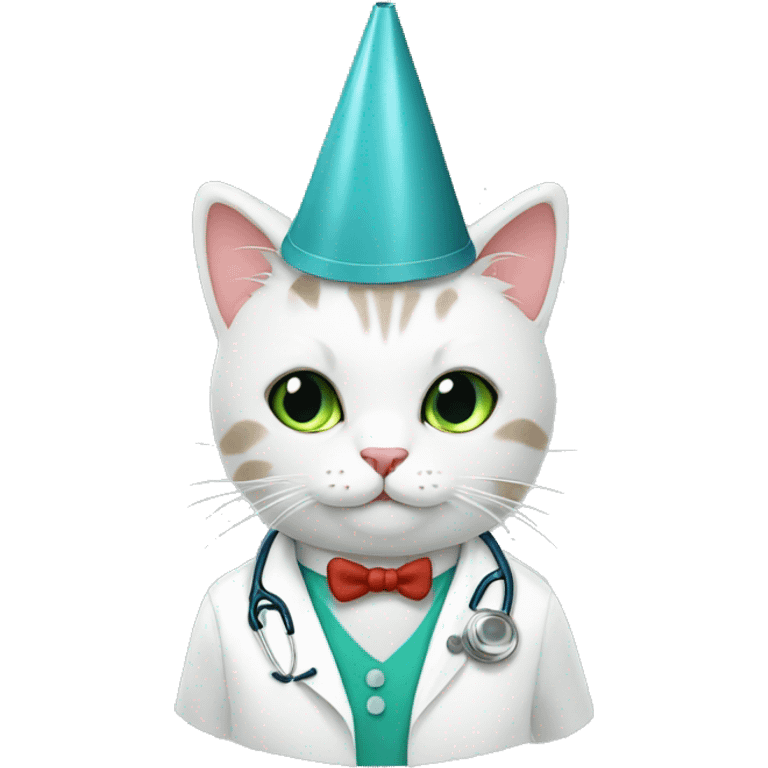 doctor cat party hat birthday emoji