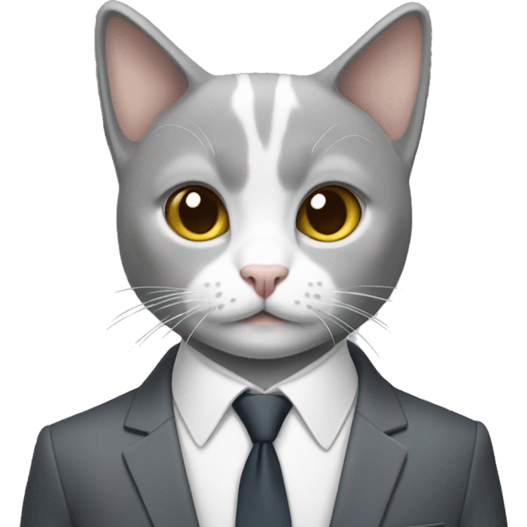  Brithish short hair grey and wite cat with a suit emoji