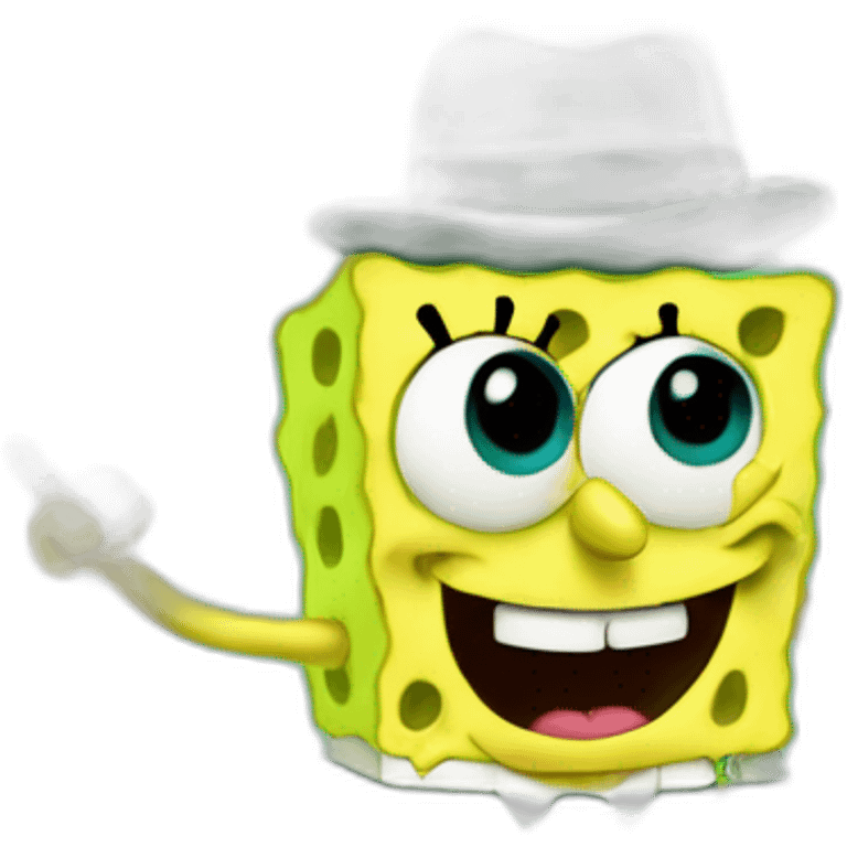 Gangster spongebob in green clothing with money emoji