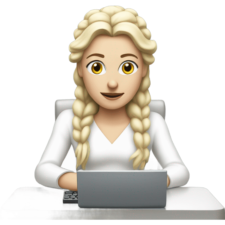 White queen typing on a computer emoji