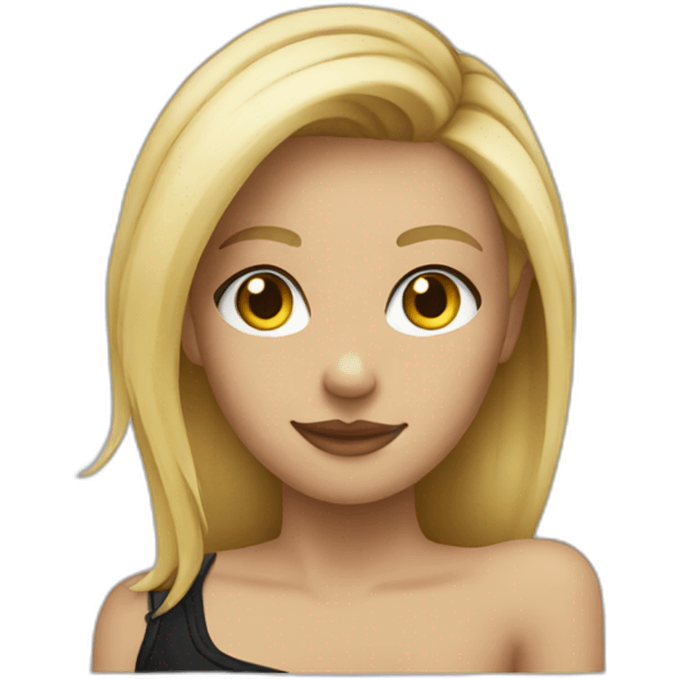 Blonde with a tattoo on her shoulder arm emoji