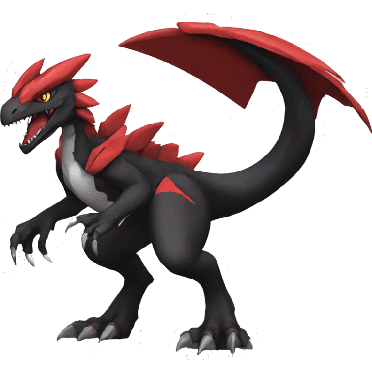  Cool Edgy Black Red Digimon-Fakemon-Guilmon-Velociraptor-Dragon full body emoji