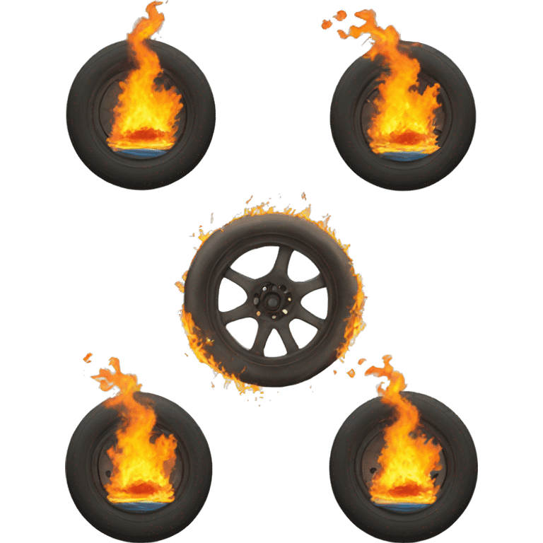 wheel on fire in a lake emoji