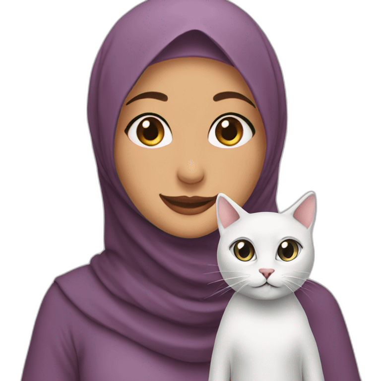 hijab women with cat and smiling close up emoji