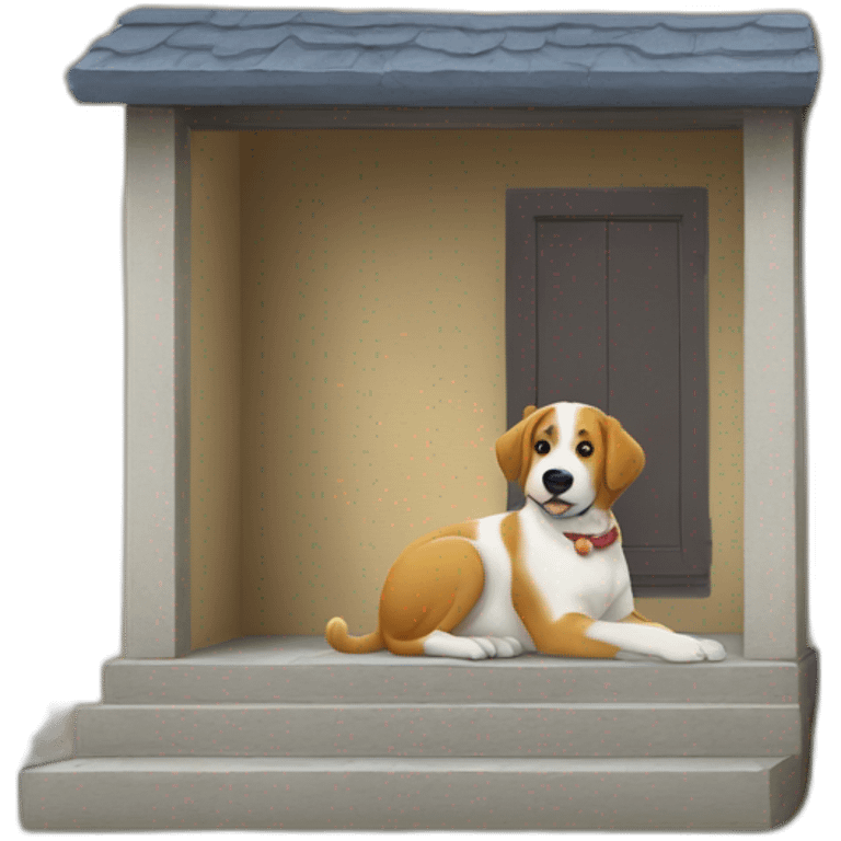 Un chien sur une maison emoji