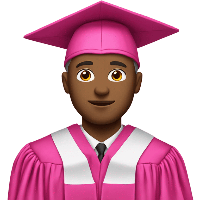 white man in a pink graduation and pink academic regalia emoji