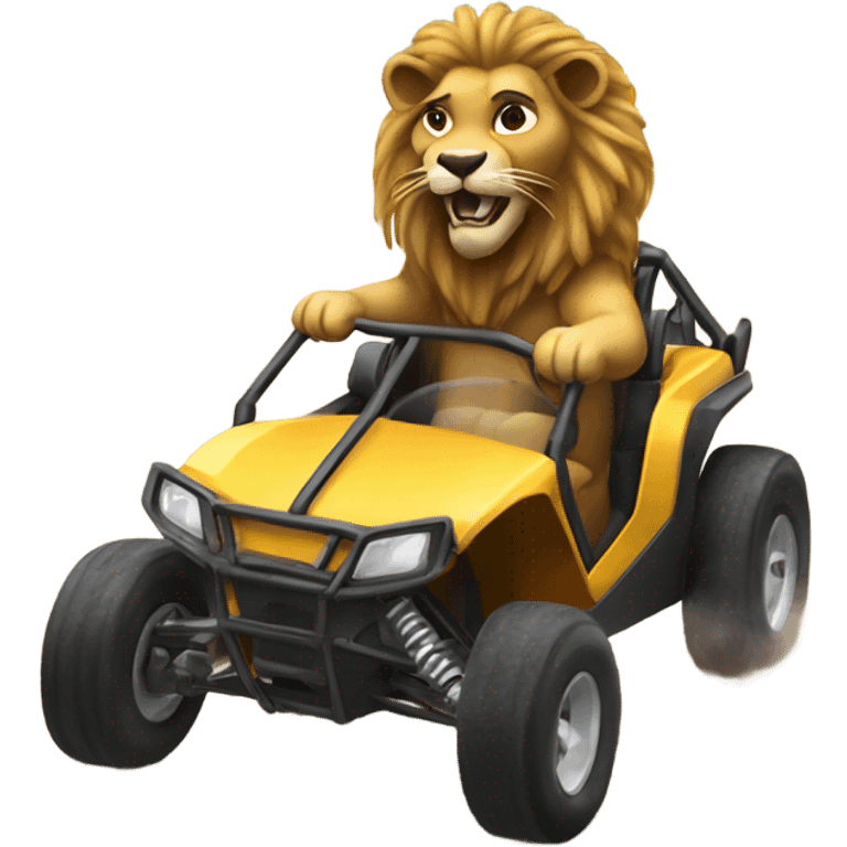 Lion driving dune buggy emoji