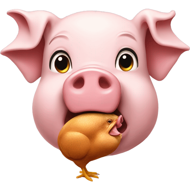 Pig eating chicken emoji