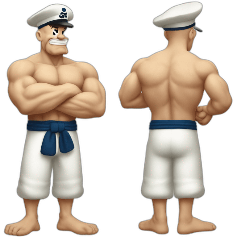 popeye the sailor show his left arm，full-body emoji