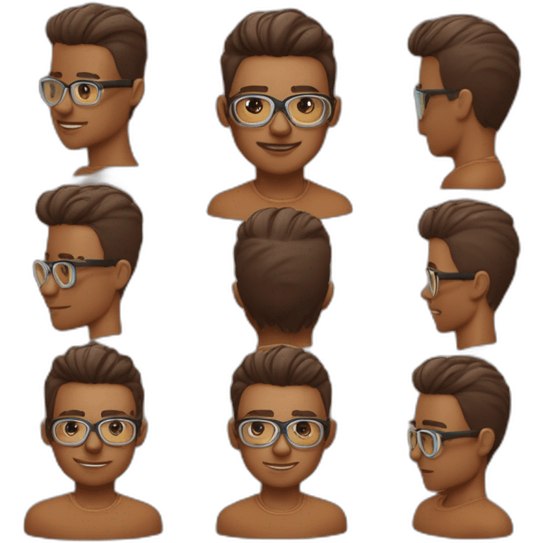 Garçon couleur chocolat jawline cheveux très bouclés avec un taper fade et des lunette de cyclisme emoji