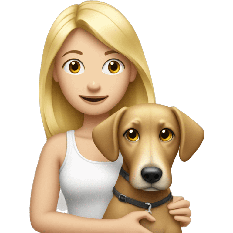 a blond girl with york dog emoji