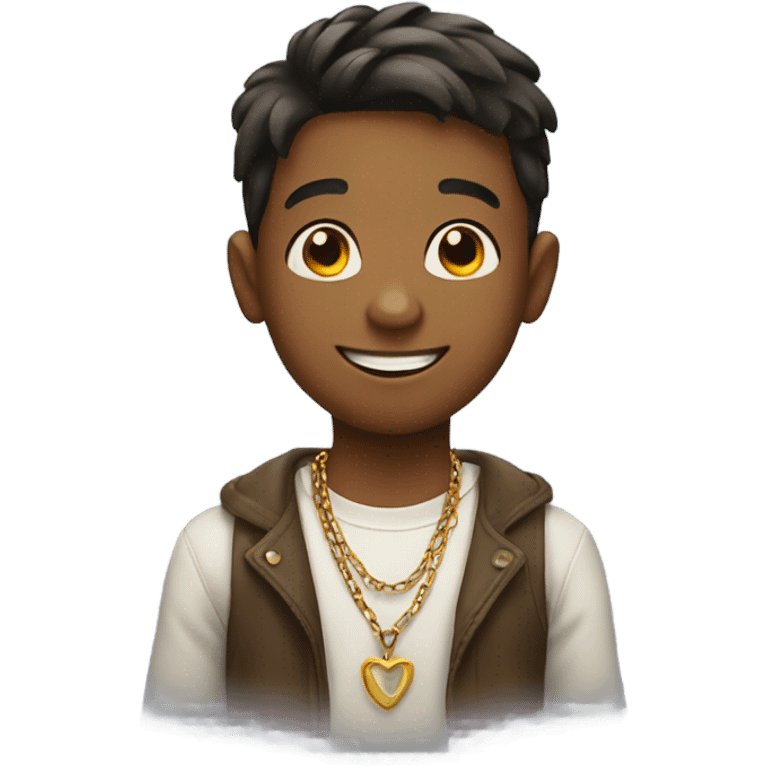 smiling boy with necklace emoji