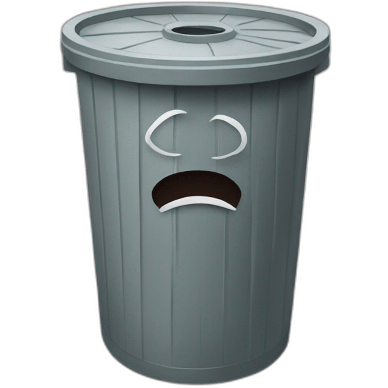 Trash bin with a face emoji