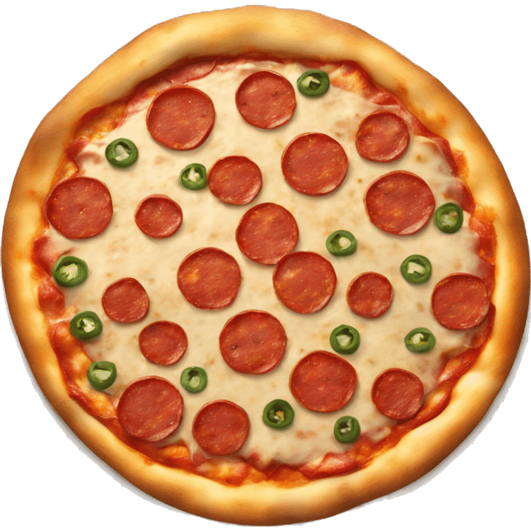 Pizza topped with pepperoni and jalapeños emoji