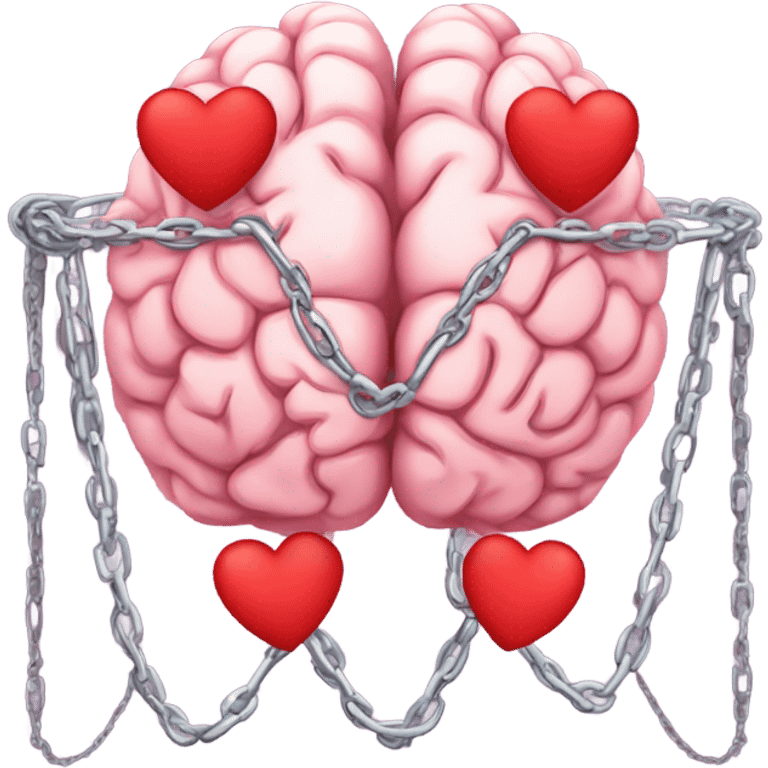 Brain bound with hearts in chains emoji