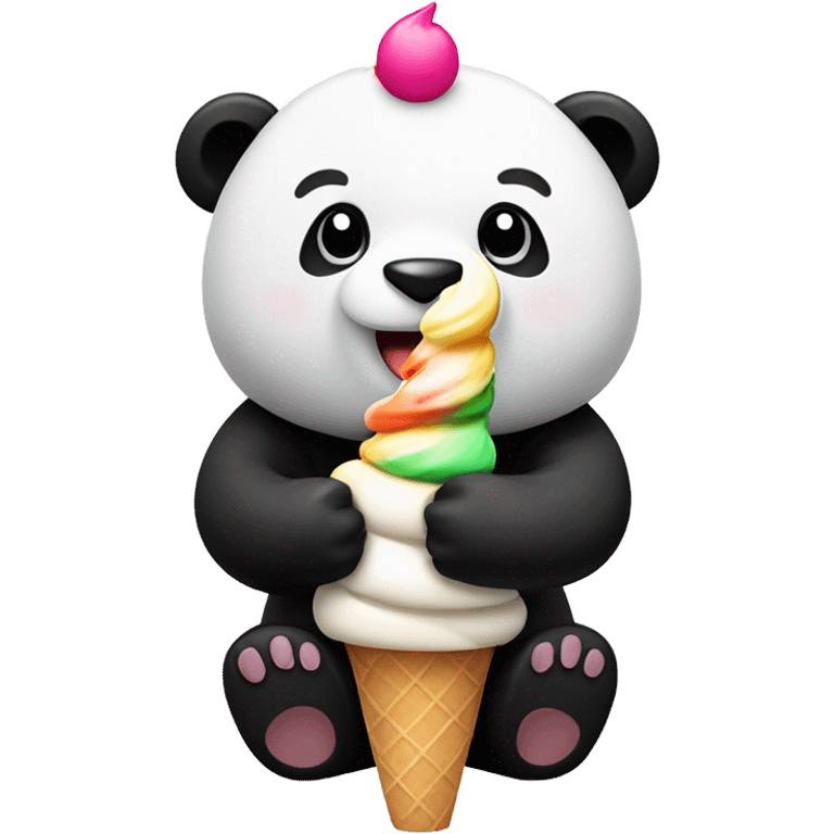 Panda eating ice cream emoji