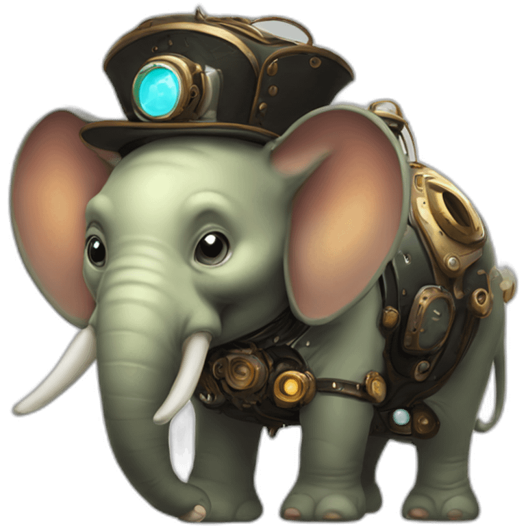 A fat alien space elephant wearing steampunk emoji