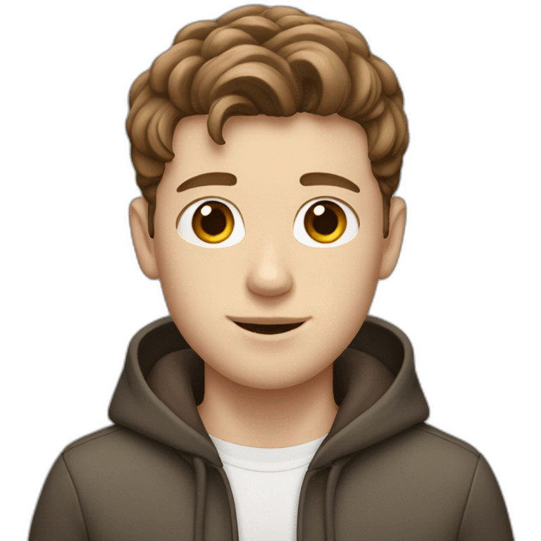 White Boy with brown hair and AirPods emoji