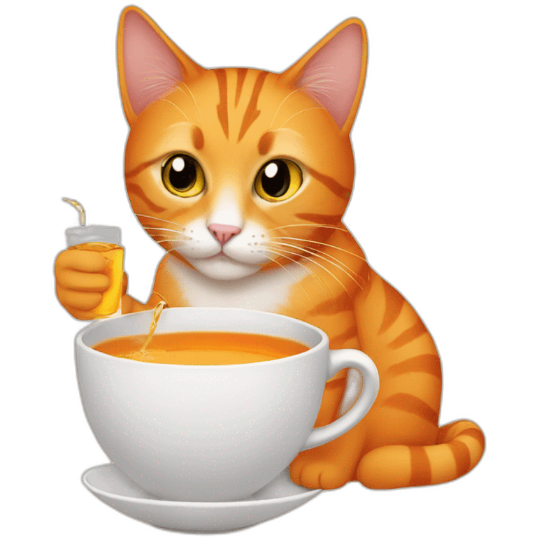 orange-cat-drinking-tea emoji