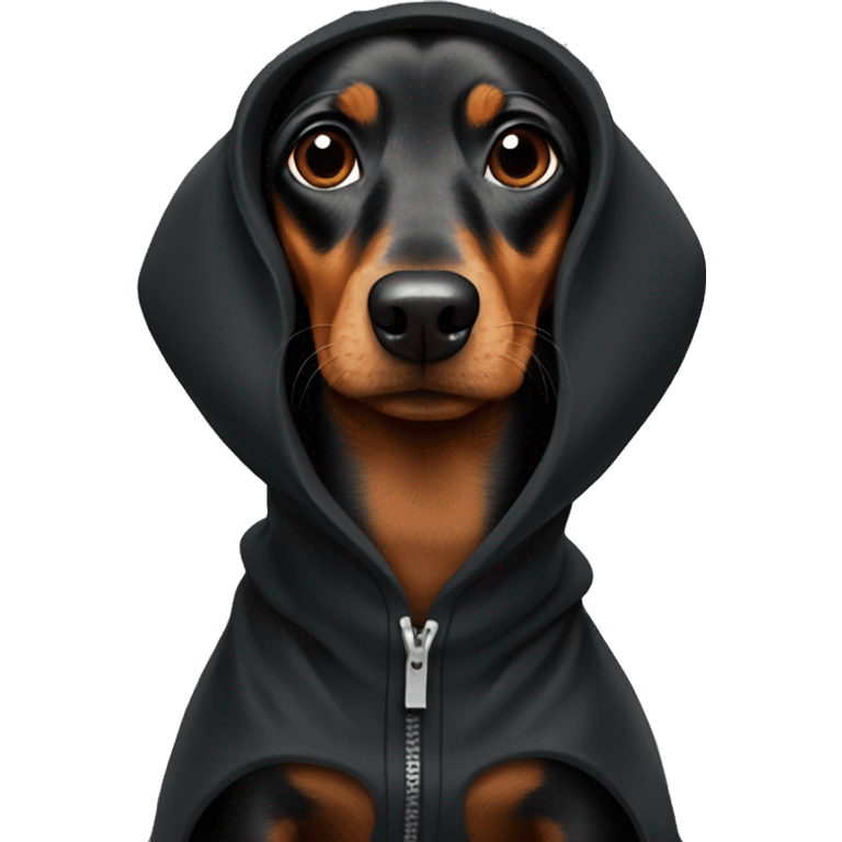 Dachsund Black wear hood  emoji