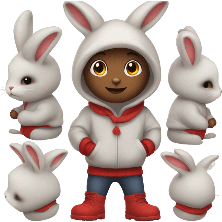 Winter bunny with red outfit emoji