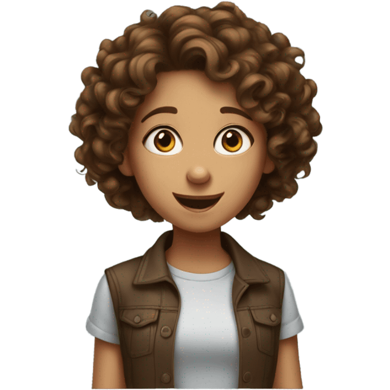 Girl with brown curly hair amazed emoji