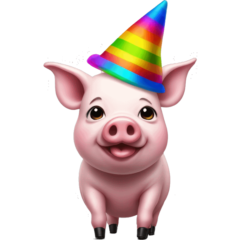 Pig with rainbow hat wearing high heels that are black  emoji