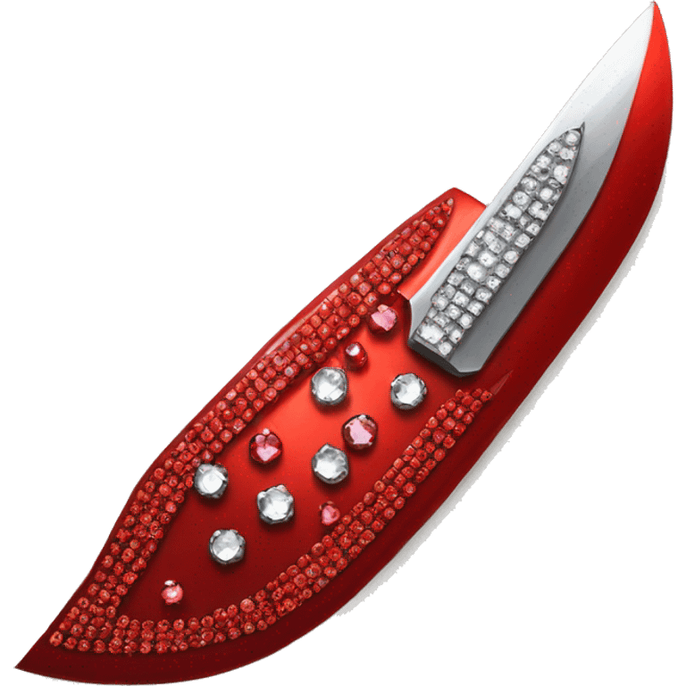 red knife with rhinestones and they are shiny emoji