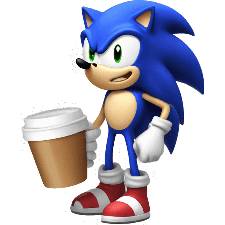 Sonic mit einem Kaffee in der hand emoji