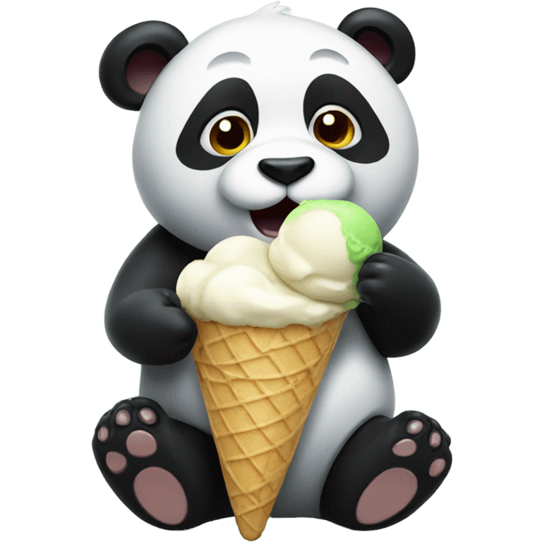 Panda eating ice cream emoji