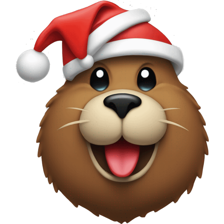 Buccees beaver with a santa hat emoji