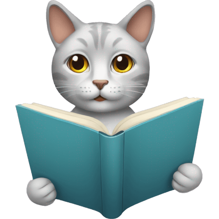 Cat reading book about relativity emoji