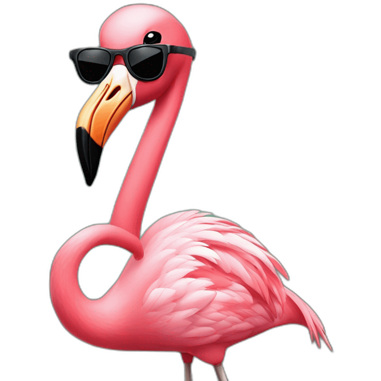 flamingo wearing retro tracksuit and sunglasses emoji