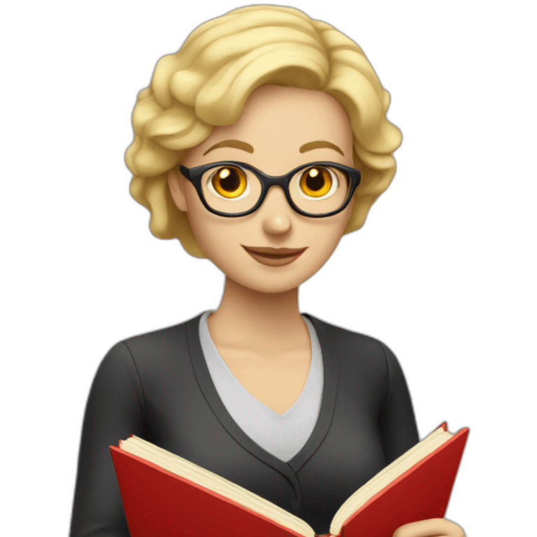 blonde teacher with red book emoji