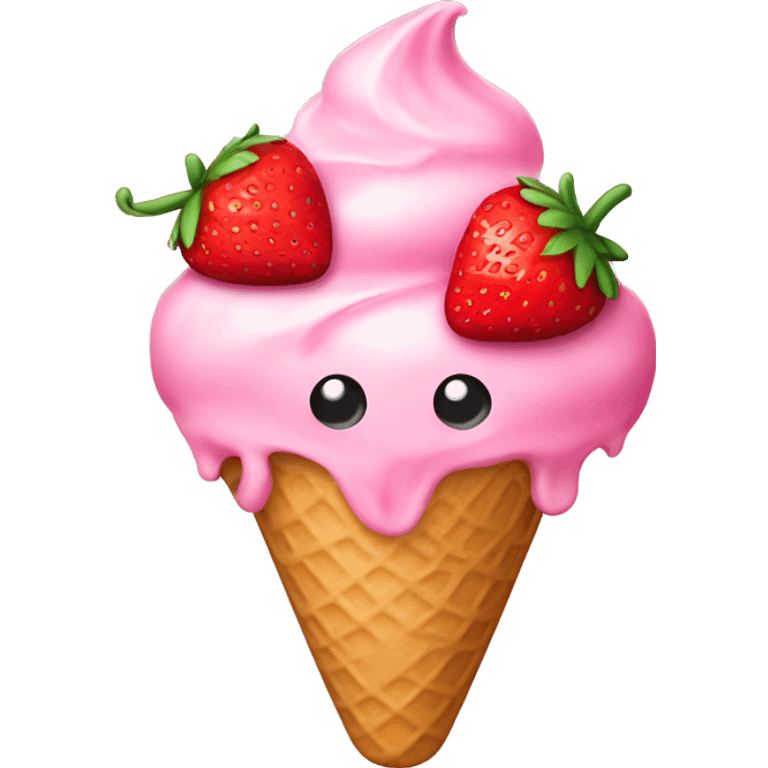 Ice cream strawberry emoji